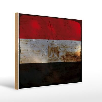 Cartello in legno bandiera Egitto 40x30 cm Bandiera dell'Egitto insegna decorativa color ruggine