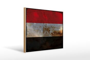 Panneau en bois drapeau Egypte 40x30cm Drapeau de l'Egypte signe décoratif rouille 1
