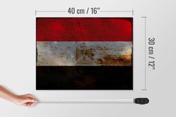 Panneau en bois drapeau Egypte 40x30cm Drapeau de l'Egypte signe décoratif rouille 4