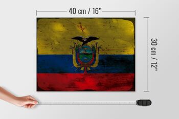 Panneau en bois drapeau Équateur 40x30cm Drapeau de l'Équateur signe décoratif rouille 4