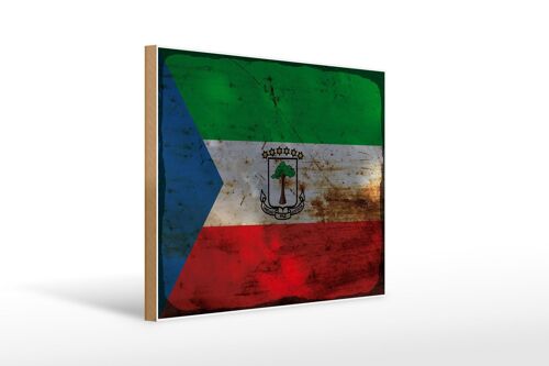Holzschild Flagge Äquatorialguinea 40x30cm Flag Rost Deko Schild