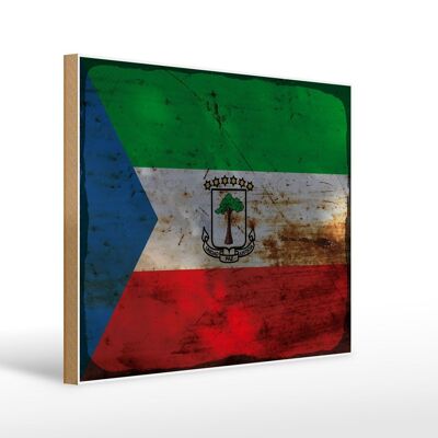 Cartello in legno bandiera Guinea Equatoriale 40x30 cm bandiera ruggine decorativa
