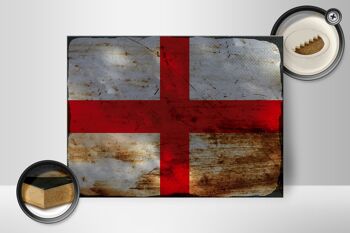 Panneau en bois drapeau Angleterre 40x30cm Drapeau de l'Angleterre signe décoratif rouille 2