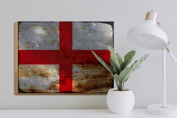 Panneau en bois drapeau Angleterre 40x30cm Drapeau de l'Angleterre signe décoratif rouille 3