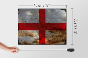 Panneau en bois drapeau Angleterre 40x30cm Drapeau de l'Angleterre signe décoratif rouille 4