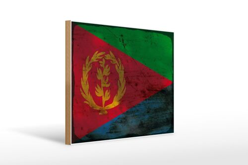 Holzschild Flagge Eritrea 40x30cm Flag of Eritrea Rost Deko Schild