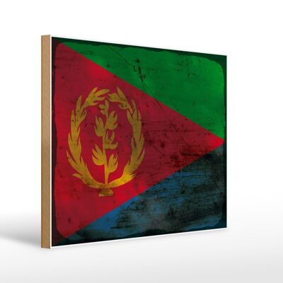 Letrero de madera bandera Eritrea 40x30cm Bandera de Eritrea letrero decorativo óxido