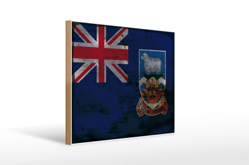 Holzschild Flagge Falklandinseln 40x30cm Flag Rost Holz Deko Schild