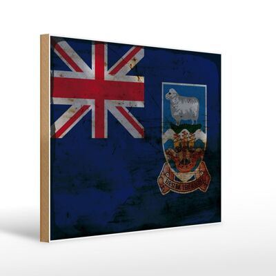 Cartello in legno Bandiera Isole Falkland 40x30 cm Bandiera Cartello decorativo in legno ruggine