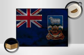 Panneau en bois drapeau des îles Falkland 40x30cm, panneau décoratif en bois rouille 2