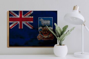 Panneau en bois drapeau des îles Falkland 40x30cm, panneau décoratif en bois rouille 3