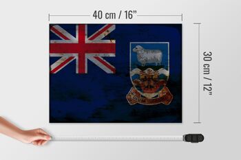 Panneau en bois drapeau des îles Falkland 40x30cm, panneau décoratif en bois rouille 4