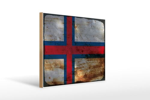 Holzschild Flagge Färöer 40x30cm Flag Faroe Islands Rost Schild