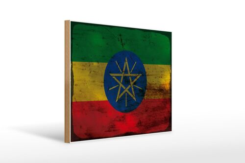 Holzschild Flagge Äthiopien 40x30cm Flag Ethiopia Rost Deko Schild