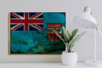 Panneau en bois drapeau Fidji 40x30cm Drapeau des Fidji signe décoratif rouille 3