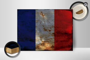 Panneau en bois drapeau France 40x30cm Drapeau de France panneau rouille 2