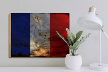 Panneau en bois drapeau France 40x30cm Drapeau de France panneau rouille 3