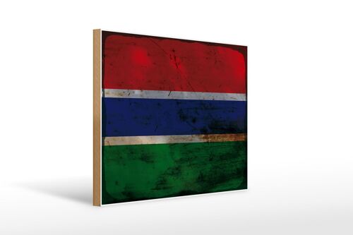Holzschild Flagge Gambia 40x30cm Flag of the Gambia Rost Schild