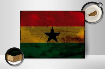 Panneau en bois drapeau du Ghana 40x30cm, drapeau du Ghana, panneau décoratif en bois rouille 2