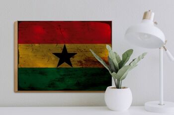 Panneau en bois drapeau du Ghana 40x30cm, drapeau du Ghana, panneau décoratif en bois rouille 3