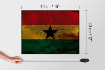 Panneau en bois drapeau du Ghana 40x30cm, drapeau du Ghana, panneau décoratif en bois rouille 4