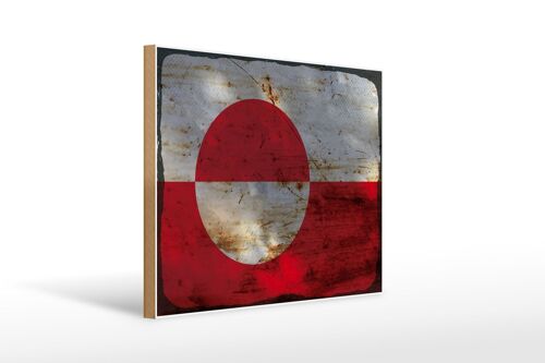Holzschild Flagge Grönland 40x30cm Flag Greenland Rost Deko Schild