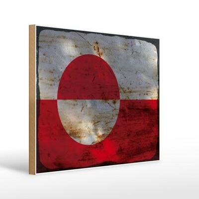 Holzschild Flagge Grönland 40x30cm Flag Greenland Rost Deko Schild