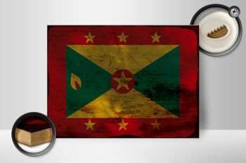 Panneau en bois drapeau Grenade 40x30cm Drapeau de la Grenade signe décoratif rouille 2