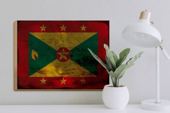 Panneau en bois drapeau Grenade 40x30cm Drapeau de la Grenade signe décoratif rouille 3