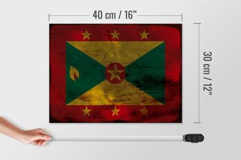 Panneau en bois drapeau Grenade 40x30cm Drapeau de la Grenade signe décoratif rouille 4