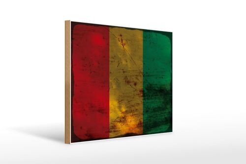 Holzschild Flagge Guinea 40x30cm Flag of Guinea Rost Deko Schild