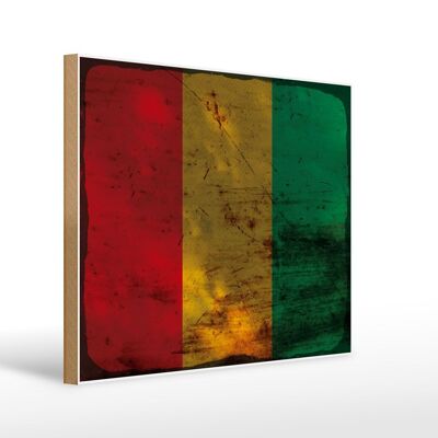 Letrero de madera bandera Guinea 40x30cm Bandera de Guinea cartel decorativo óxido