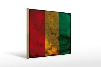 Panneau en bois drapeau Guinée 40x30cm Drapeau de Guinée signe décoratif rouille 1