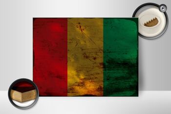 Panneau en bois drapeau Guinée 40x30cm Drapeau de Guinée signe décoratif rouille 2