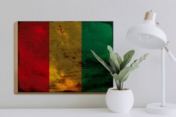 Panneau en bois drapeau Guinée 40x30cm Drapeau de Guinée signe décoratif rouille 3