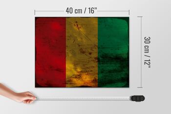 Panneau en bois drapeau Guinée 40x30cm Drapeau de Guinée signe décoratif rouille 4