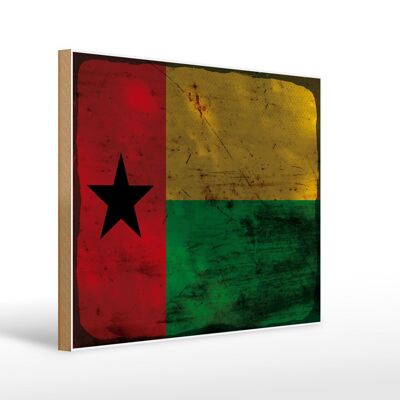 Letrero de madera bandera Guinea-Bissau 40x30cm Letrero decorativo óxido de Guinea