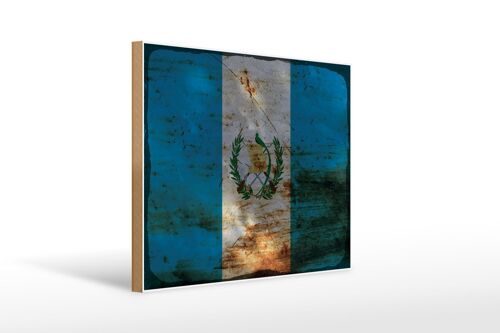 Holzschild Flagge Guatemala 40x30cm Flag Guatemala Rost Deko Schild