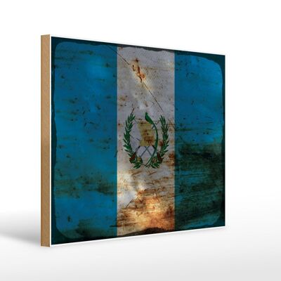 Letrero de madera bandera Guatemala 40x30cm Bandera Guatemala cartel decorativo óxido