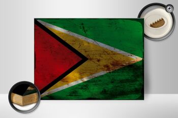 Panneau en bois drapeau Guyane 40x30cm Drapeau de Guyane panneau décoratif rouille 2