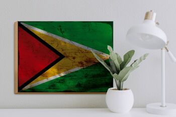 Panneau en bois drapeau Guyane 40x30cm Drapeau de Guyane panneau décoratif rouille 3