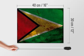 Panneau en bois drapeau Guyane 40x30cm Drapeau de Guyane panneau décoratif rouille 4