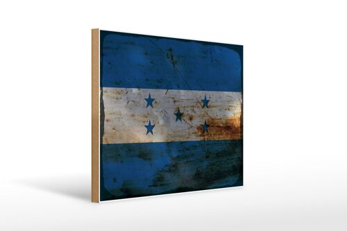 Holzschild Flagge Hondura 40x30cm Flag of Honduras Rost Deko Schild