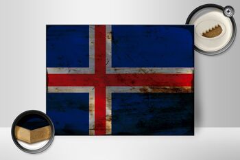 Panneau en bois drapeau Islande 40x30cm Drapeau de l'Islande panneau décoratif rouille 2