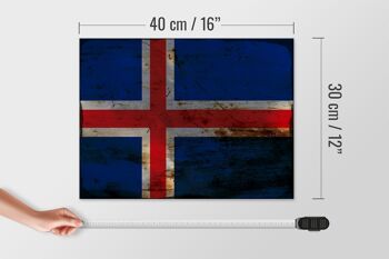 Panneau en bois drapeau Islande 40x30cm Drapeau de l'Islande panneau décoratif rouille 4