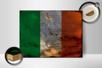 Panneau en bois drapeau Irlande 40x30cm Drapeau de l'Irlande signe décoratif rouille 2