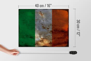 Panneau en bois drapeau Irlande 40x30cm Drapeau de l'Irlande signe décoratif rouille 4