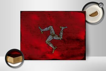 Panneau en bois drapeau Île de Man 40x30cm Panneau décoratif rouille Île de Man 2