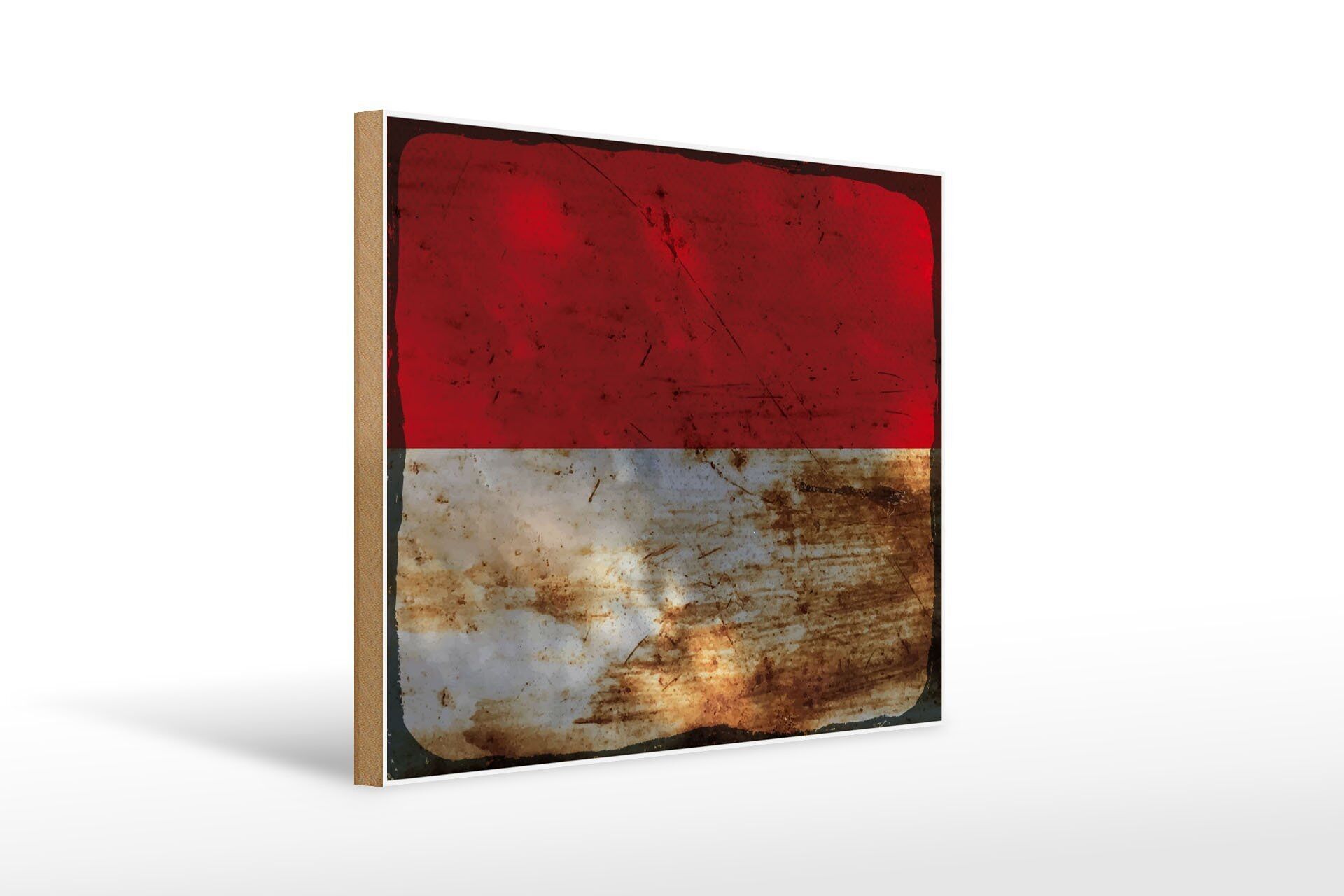 Letrero de madera bandera Indonesia 40x30cm Bandera Indonesia letrero oxidado