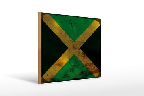 Holzschild Flagge Jamaika 40x30cm Flag of Jamaica Rost Deko Schild